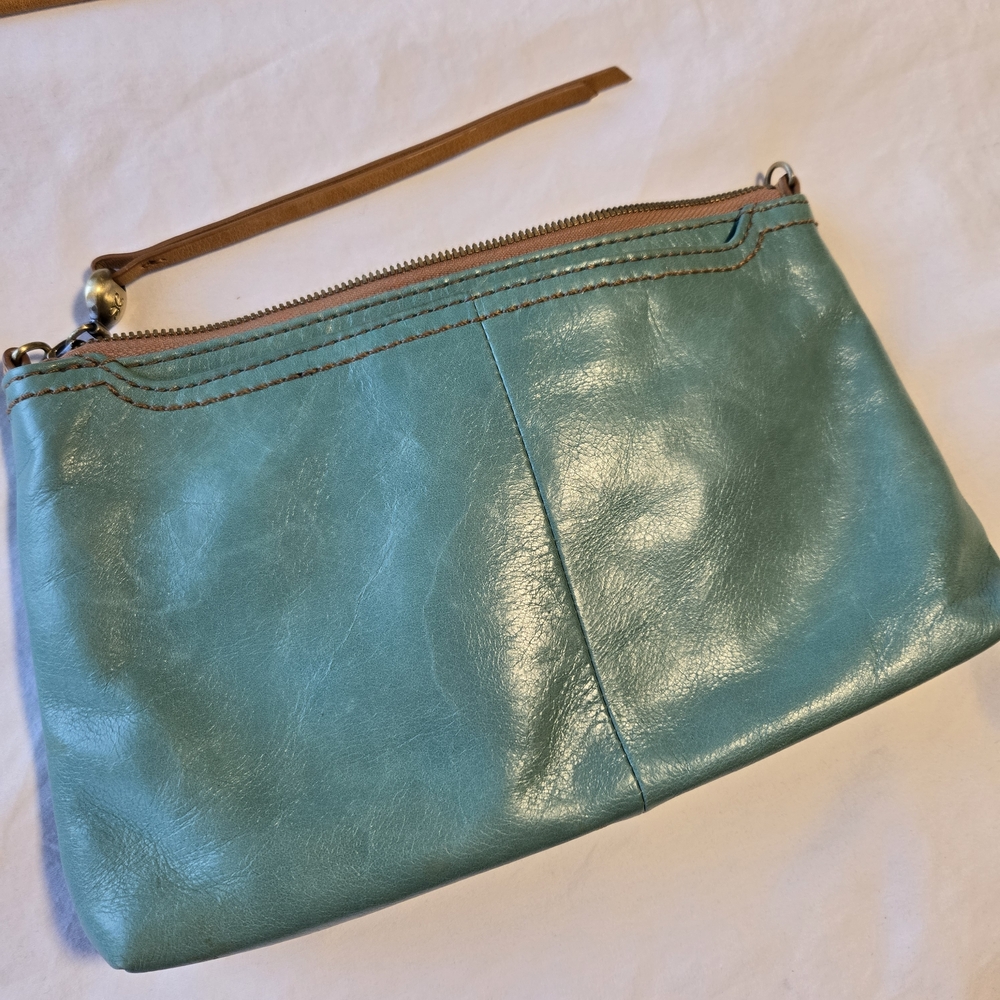 HOBO Teal Leather Crossbody with Tan Strap - Picture 3 of 14